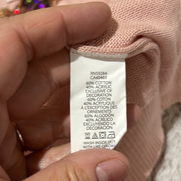 Childrens place pale pink butterfly sequined gold sweater small 5/6 cotton NWT - Picture 6 of 8